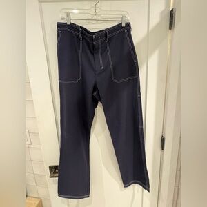 H&M Navy Pants with White Topstitching